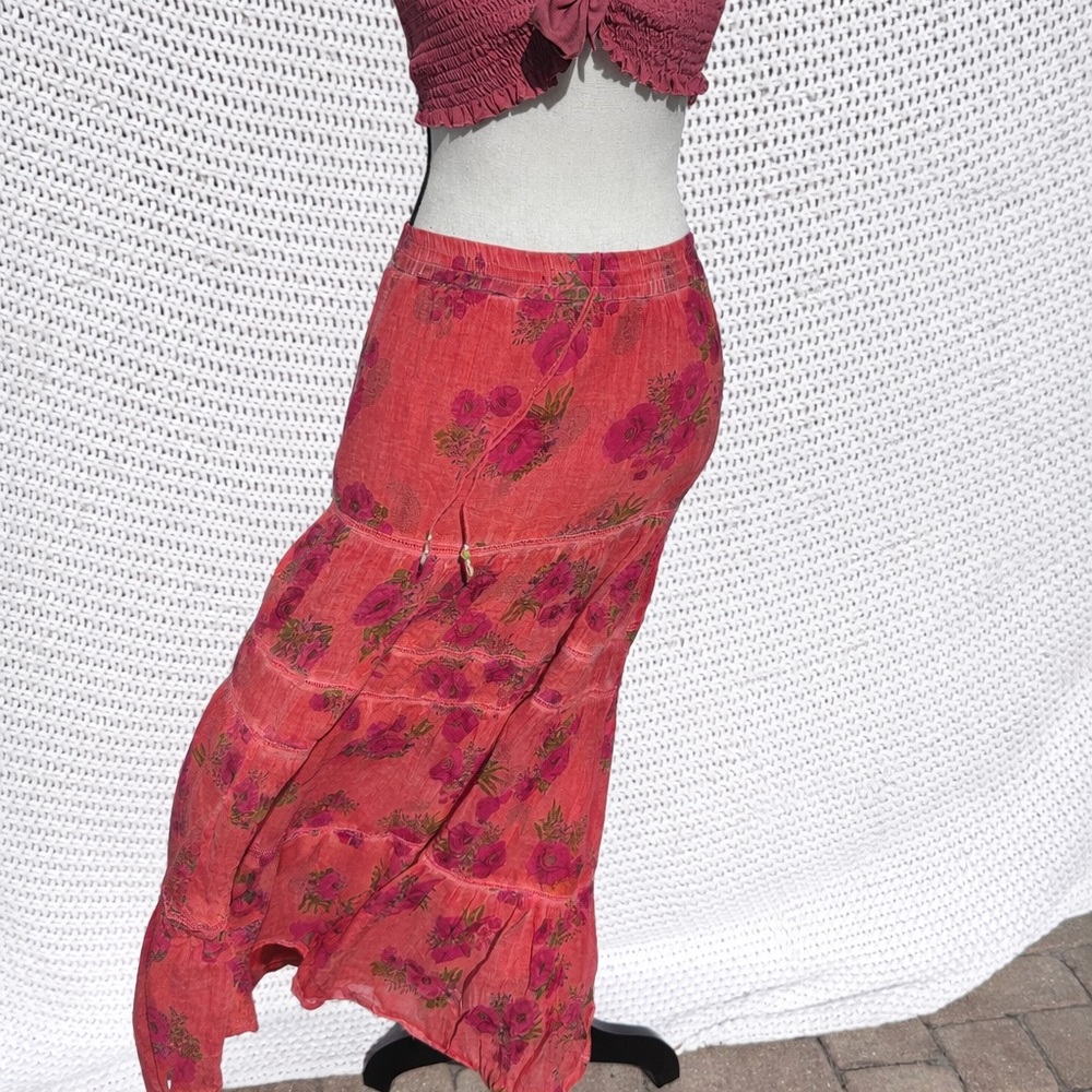 RAGA Floral Coral Maxi Skirt